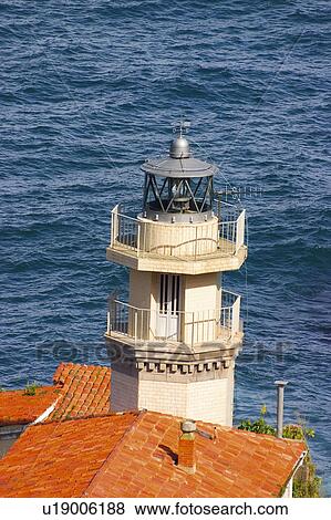 Spain, Asturias, Cudillero, Sea, Roof, Roofs, Lighthouse View Large Photo Image Stock Photo - Spain, Asturias, Cudillero, Sea, Roof, Roofs, Lighthouse. Fotosearch