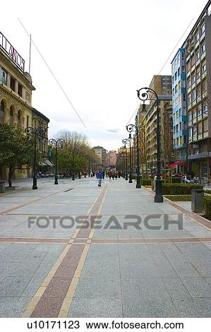 Stock Image - Spain, Asturias, Gijon, City, Town, Architecture, Building. Fotosearch