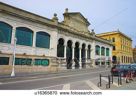 Stock Image - Spain, Asturias, Gijon, City, Town, Architecture, Building. Fotosearch