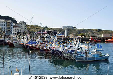 Stock Photo - Spain, Asturias, Gijon, Port, Harbour, Boat, Boats. Fotosearch