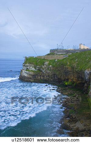 Stock Image - Spain, Asturias, Gijon, Sea, Coast, Nature, Landscape. Fotosearch