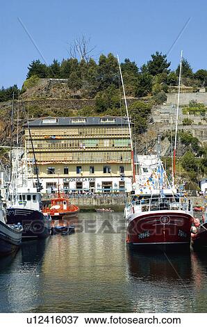 Spain, Asturias, Luarca, Sea, Port, Harbour, Boat View Large Photo Image Stock Photo - Spain, Asturias, Luarca, Sea, Port, Harbour, Boat. Fotosearch