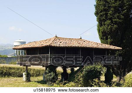 Spain, Asturias, Luarca, Typical, Architecture, Typical architecture, Horreo View Large Photo Image Stock Photography - Spain, Asturias, Luarca, Typical, Architecture, Typical architecture, Horreo. Fotosearch