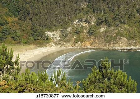 Stock Photo - Spain, Asturias, Nature, Landscape, Mountain, Cliff, Beach. Fotosearch