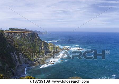 Stock Photo - Spain, Asturias, Nature, Landscape, Rock, Rocks, Sea. Fotosearch