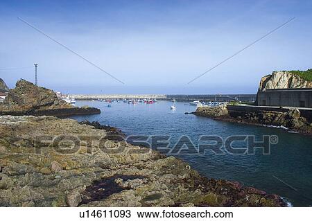 Stock Image - Spain, Asturias, Ribadeo, Views, Sea, Nature, Landscape. Fotosearch