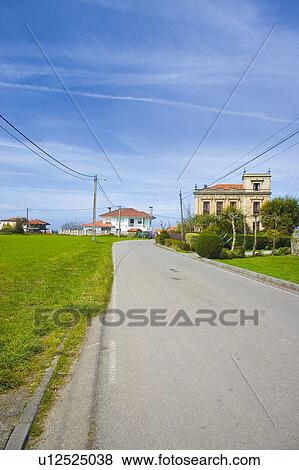 Spain, Asturias, Road, Grass, Tree, Trees, Village View Large Photo Image Stock Photo - Spain, Asturias, Road, Grass, Tree, Trees, Village. Fotosearch