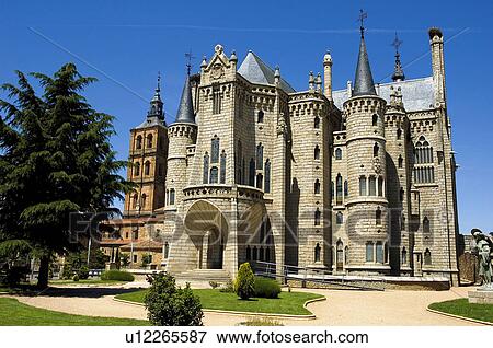 Spain, Castilla leon, Leon, Astorga, City, Town, Art View Large Photo Image Stock Photo - Spain, Castilla leon, Leon, Astorga, City, Town, Art. Fotosearch