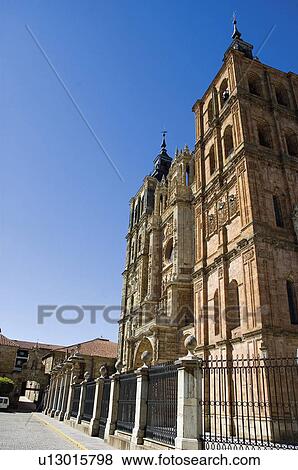 Spain, Castilla leon, Leon, Astorga, City, Town, Art View Large Photo Image Stock Photo - Spain, Castilla leon, Leon, Astorga, City, Town, Art. Fotosearch