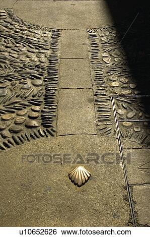 Stock Photograph - Spain, Castilla leon, Leon, City, Town, Pavement, Sidewalk. Fotosearch