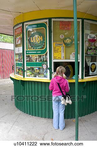 Polish girl purchasing ice cream at a kiosk View Large Photo Image Stock Image - Polish girl purchasing ice cream at a kiosk. Fotosearch