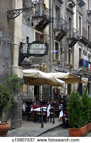 Stock Photo - Street cafe in Sicily Italy . Fotosearch