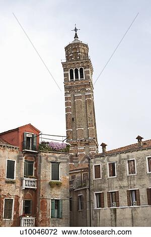 Buildings with tower in Venice, Italy. View Large Photo Image Stock Image - Buildings with tower in Venice, Italy.. Fotosearch