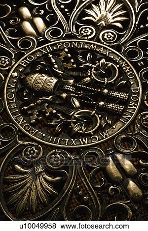 Stock Photo - Decorative design inside St. Peter's Basilica, Rome, Italy.. Fotosearch