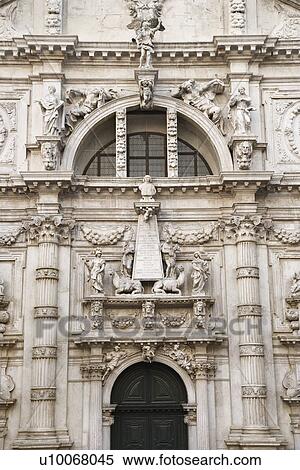Stock Photography - Facade of San Moise Church in Venice, Italy.. Fotosearch