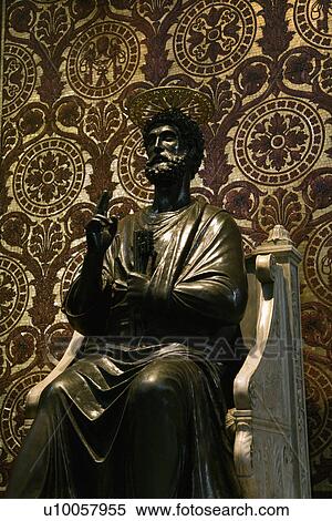 Stock Photography - Saint Peter Enthroned statue in Saint Peter's Basilica, Rome, Italy.. Fotosearch