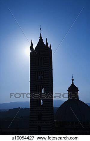 Stock Photo - Silhouette of Cathedral of Siena, Italy.. Fotosearch
