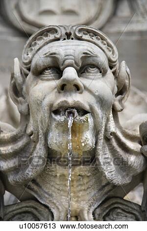 Stock Image - Statue fountain in Rome, Italy.. Fotosearch