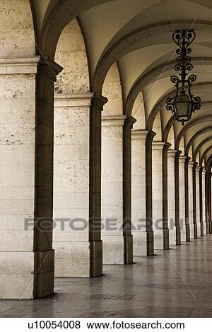 Colonnade in Lisbon, Portugal. View Large Photo Image Stock Photo - Colonnade in Lisbon, Portugal.. Fotosearch