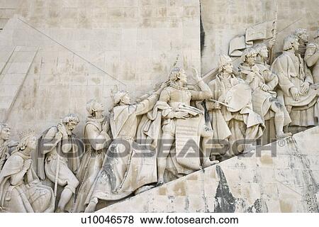 Stock Photo - Detail of Monument to the Discoveries in Lisbon, Portugal.. Fotosearch