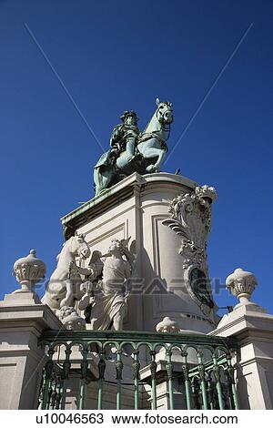 Stock Image - Low angle view of sculpture of King Jose I in Lisbon, Portugal.. Fotosearch