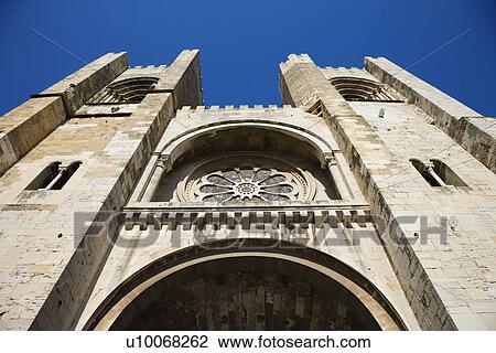 Stock Image - Low angle view of Se Cathedral in Lisbon, Portugal.. Fotosearch