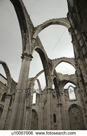 Open roof of Igreja do Carmo ruins in Lisbon, Portugal. View Large Photo Image Stock Photograph - Open roof of Igreja do Carmo ruins in Lisbon, Portugal.. Fotosearch