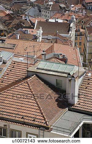 Rooftop urban view in Lisbon, Portugal. View Large Photo Image Stock Image - Rooftop urban view in Lisbon, Portugal.. Fotosearch