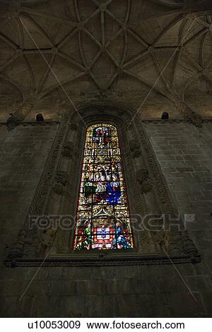 Stained glass window inside Mosteiro dos Jeronimos in Lisbon, Portugal. View Large Photo Image Stock Photo - Stained glass window inside Mosteiro dos Jeronimos in Lisbon, Portugal.. Fotosearch