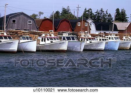 Stock Image - Fishing harbour -lobster pots, N. Rustico. Fotosearch