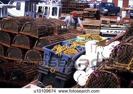 Picture - Trocadie Bay-lobster pots. Fotosearch