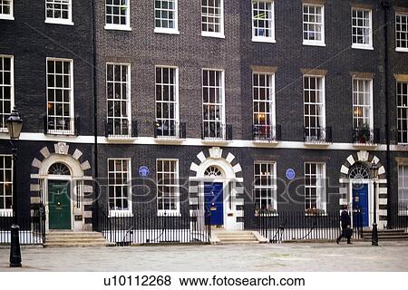 Row houses with coloured doors on Bedford Square View Large Photo Image Stock Photo - Row houses with coloured doors on Bedford Square. Fotosearch