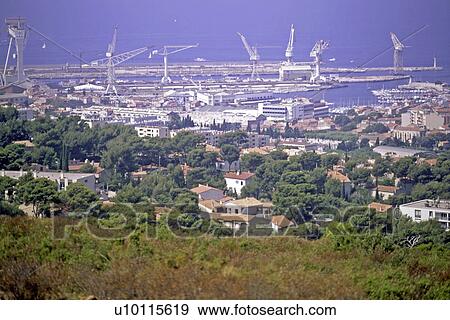Stock Photo - Marseilles - view of docks. Fotosearch