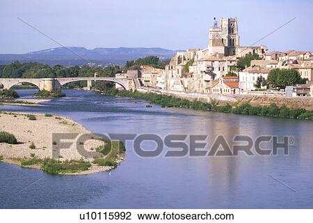 Pont St. Esprit - river view View Large Photo Image Stock Image - Pont St. Esprit - river view. Fotosearch