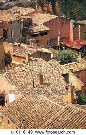 Roussillon - rooftop view View Large Photo Image Stock Photo - Roussillon - rooftop view. Fotosearch