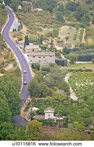 View of road from Gordes View Large Photo Image Stock Photograph - View of road from Gordes. Fotosearch