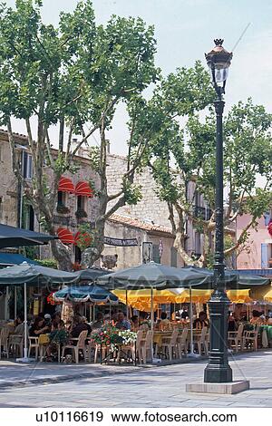 Stock Photo - Aigues-Mortes -cafe square. Fotosearch