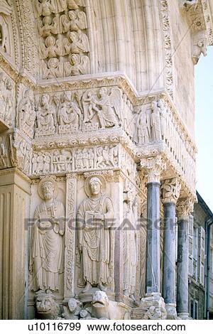 Stock Photo - Arles - Eglise de Trophime detail of portal . Fotosearch
