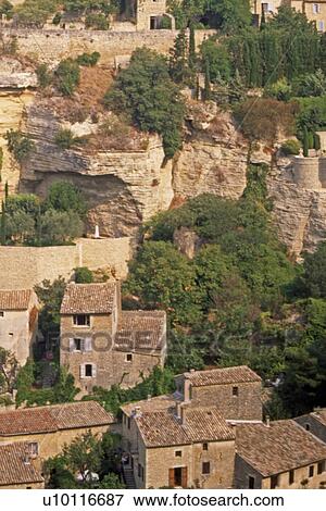 View of Gordes from road View Large Photo Image Stock Photo - View of Gordes from road. Fotosearch