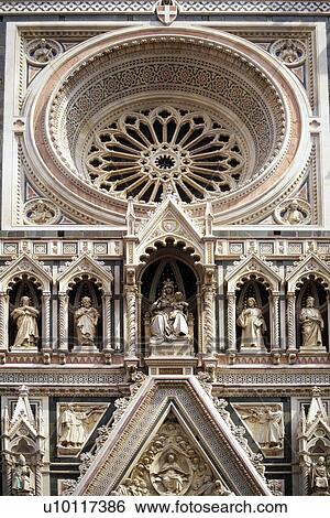 Stock Photograph - Florence - detail of Duomo facade. Fotosearch