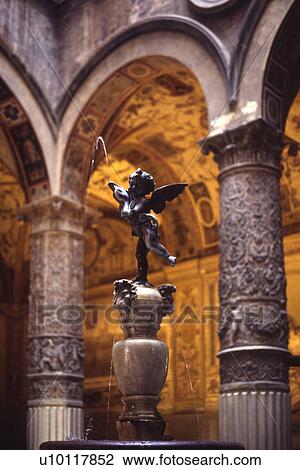 Palazzo Vecchio - courtyard. Putti by Andrea del Verocchio View Large Photo Image Stock Image - Palazzo Vecchio - courtyard. Putti by Andrea del Verocchio. Fotosearch