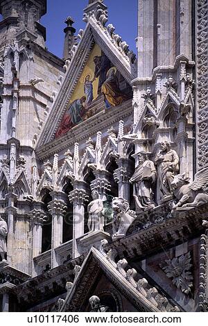Stock Photograph - Siena - detail of Duomo - campanile. Fotosearch