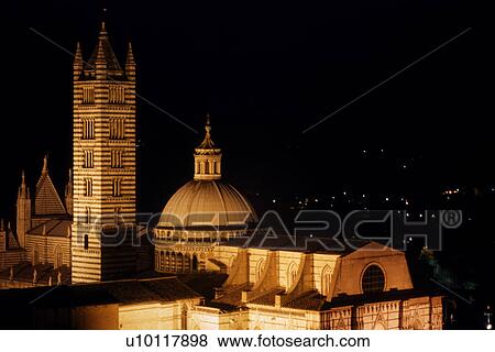 Siena Duomo-night view View Large Photo Image Stock Photo - Siena Duomo-night view. Fotosearch