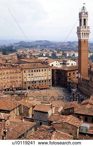 Siena, view of Campo and Torre Mangia View Large Photo Image Stock Image - Siena, view of Campo and Torre Mangia. Fotosearch