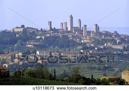 Stock Image -  View of San Gimignano. Fotosearch