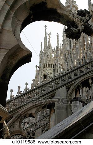 Stock Photograph -  Duomo- view of ramparts and spires. Fotosearch