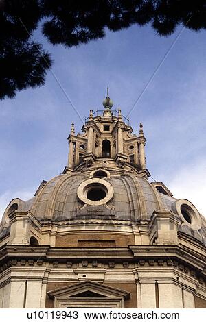 Stock Image - Church dome near Vittorio Emmanuele monument. Fotosearch