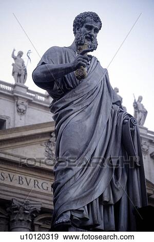 Stock Photo - Entrance to S. Peter's-statue of Saint Peter. Fotosearch