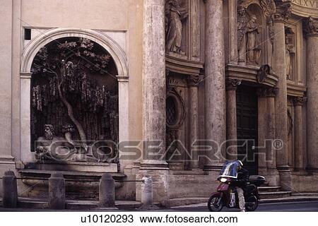 Stock Image - Fountain at intersection of le Quattro Fontane. Fotosearch
