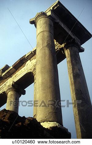 Stock Image - Roman Forum: Temple of Saturn detail. Fotosearch